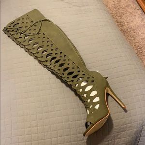 Olive Green Knee High Boots. FINAL SALE.